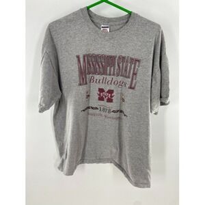 Jerzees Mississippi State Bulldogs Men's T-Shirt Gray XL Cotton Blend